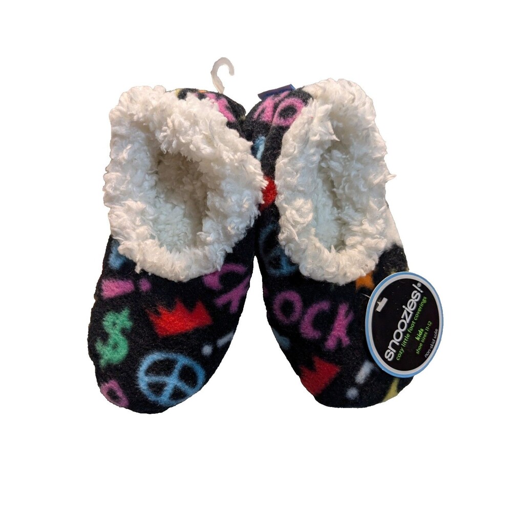 Snoozies kids slippers size 11-12 non skid sole "Rock"